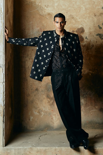 black bandhgala suit for men online